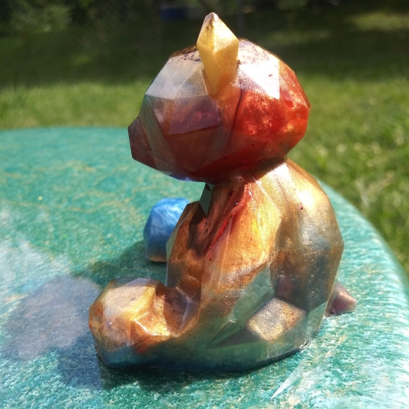 🧸SOLD🧸Colorful Teddy Bear Resin Art Cute Gift Gold Handmade Gifts - Picture 15 of 15